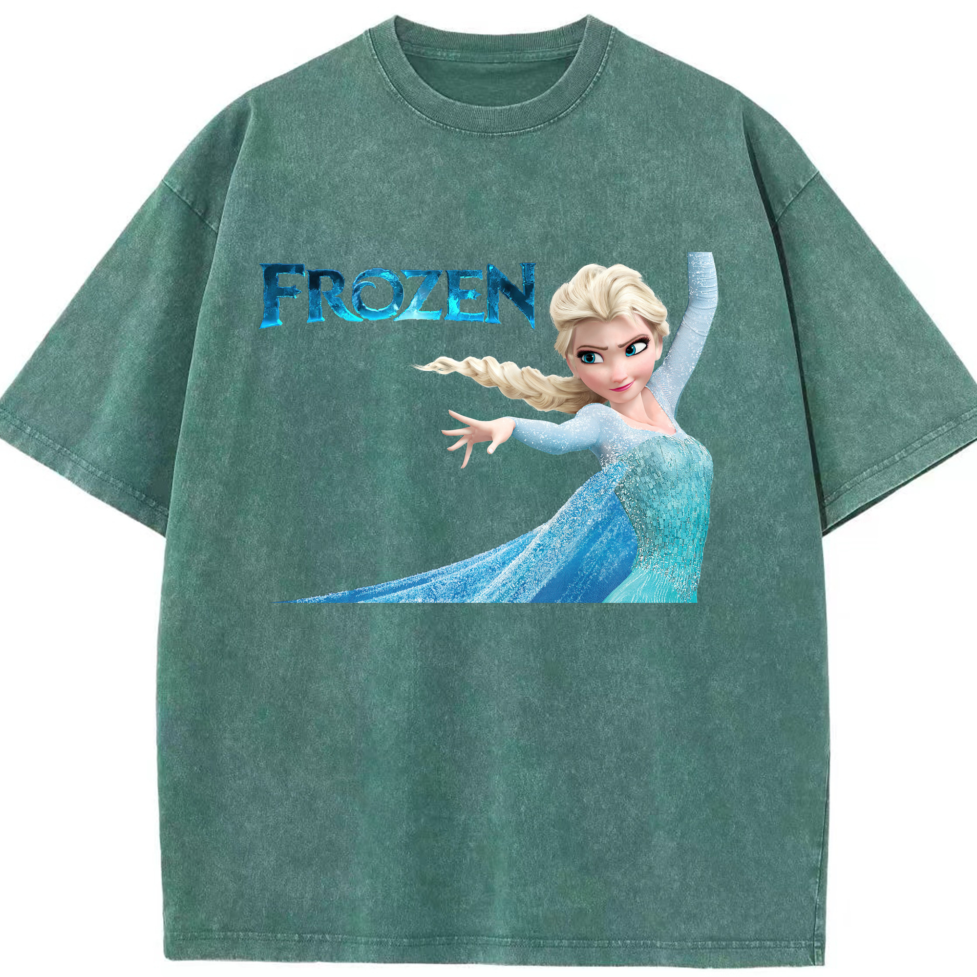 （画像用） アナと雪の女王 アンナ エルサ Frozen Anna Elsa 綿100% ヴィンテージ風 半袖Tシャツ（フロントプリント）
